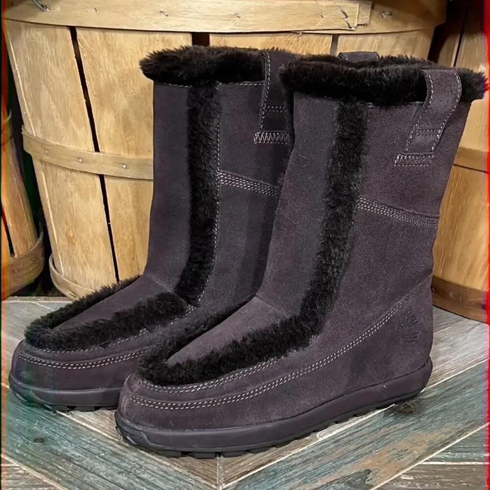 Timberland Mukluk Brown Suede Waterproof Faux Fur Pull On Boots Womens Size 7